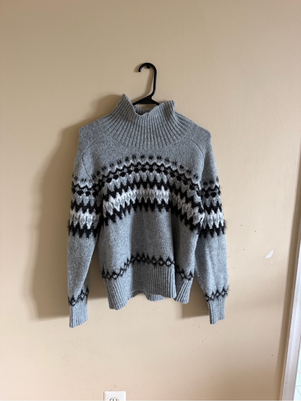 Gray Fair Isle Turtleneck Sweater